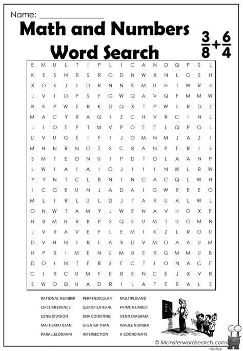 Math And Numbers Word Search
