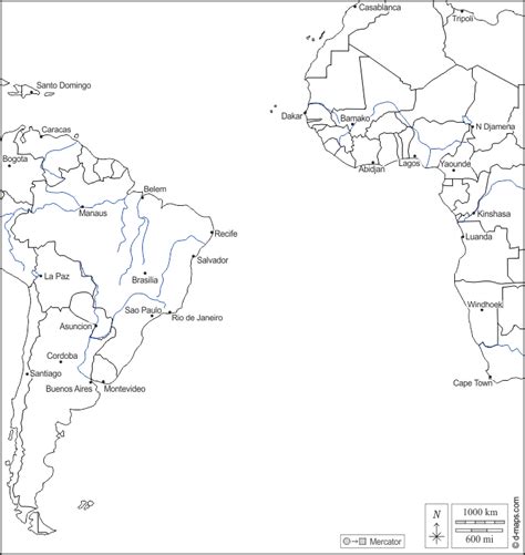 Océano Atlántico Meridional Mapa gratuito mapa mudo gratuito mapa en