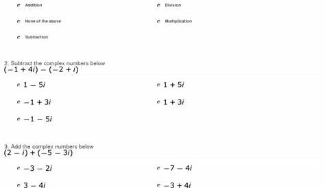multiplying complex numbers worksheet