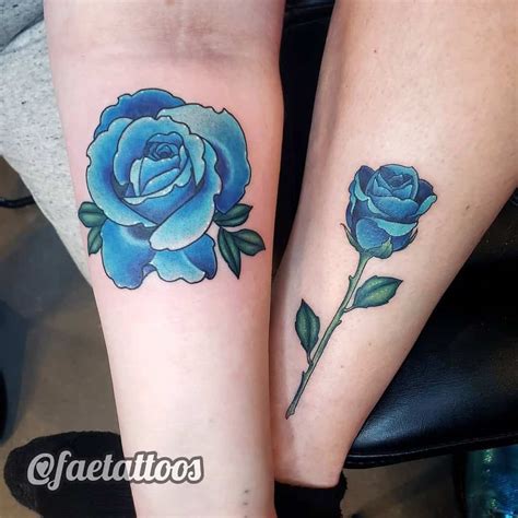 Blue Watercolor Rose Tattoo