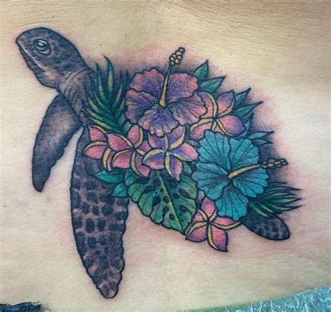 Discover 71 Turtle Tattoos With Flowers Best In Cdgdbentre