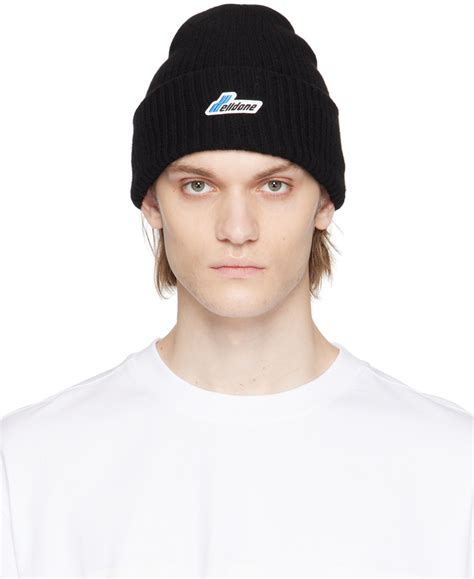 We11done Black Patch Beanie Ssense Uk