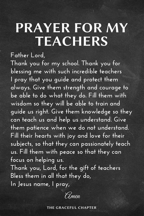 A Blackboard With The Words Prayer For My Teachers