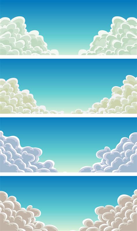 Cloudscape Set On Blue Sky Background 265023 - Download Free Vectors ...