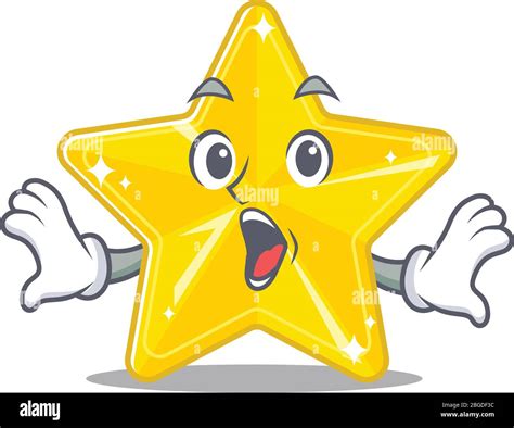 Cartoon Design Style Of Shiny Star Has A Surprised Gesture Stock Vector