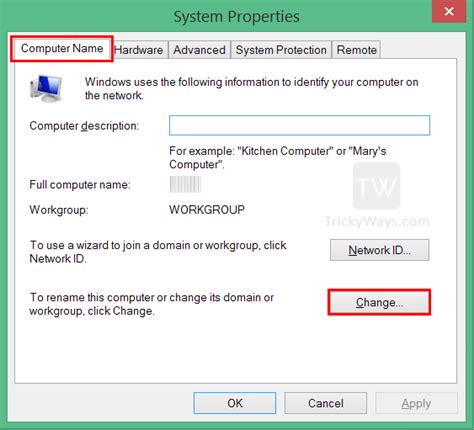 Right click (or tap and hold) this pc, and click properties. Find or Change Workgroup Name Windows 8.x - Windows