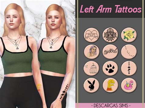 Left Arm Tattoos At Descargas Sims Sims 4 Updates