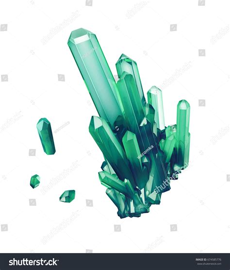 3d Render Emerald Green Crystal Isolated Stock Illustration 674585776