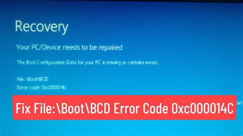 Fix Filebootbcd Error Code 0xc000014c In Windows 10 Youtube