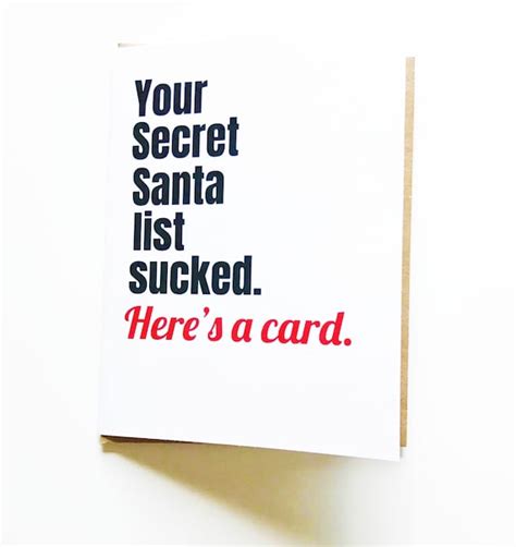 Secret Santa Card Funny Christmas T Co Worker Card Card For Etsy