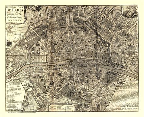 Paris France 1705 Kroll Antique Maps