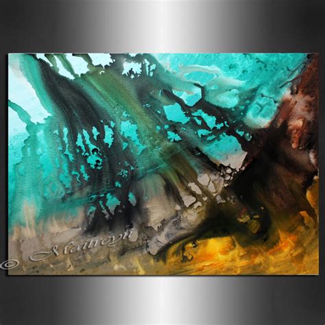 Original Abstract Painting Turquoise Artwork On Canvas Oil Etsy