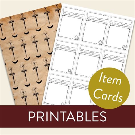 D D Magic Item Cards Printable Printable Cards
