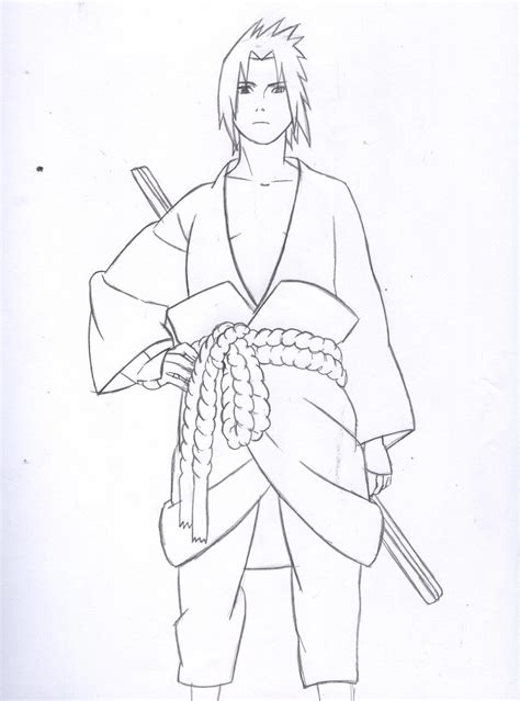 Lineart Sasuke Sketch Coloring Page