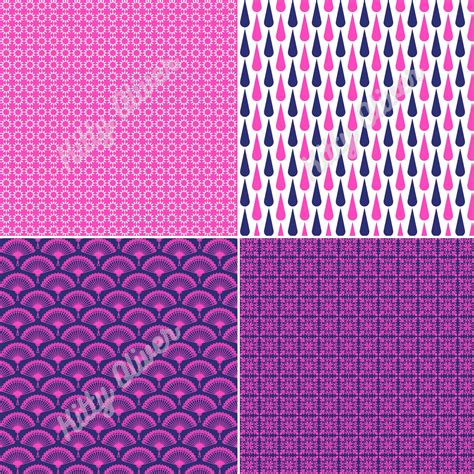 Navy Blue And Hot Pink Digital Paper Pack Printable Digital Etsy
