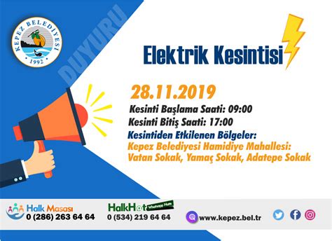 Bedaş tarafından yayımlanan planlı elektrik kesintileri programına göre i̇stanbul'un birçok ilçesindeki semt ve mahallede elektrik kesintisi olacak. Planlı Elektrik Kesintisi (28.11.2019) - T.C. Kepez ...