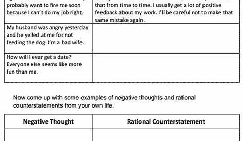 10++ Challenging Negative Thoughts Worksheet – Worksheets Decoomo