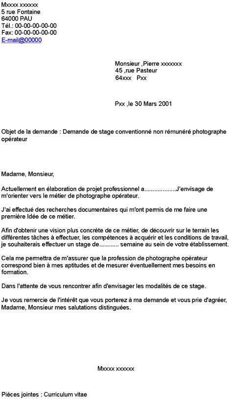 Comment faire un cv pour un stage de seconde. demande de stage non remunere