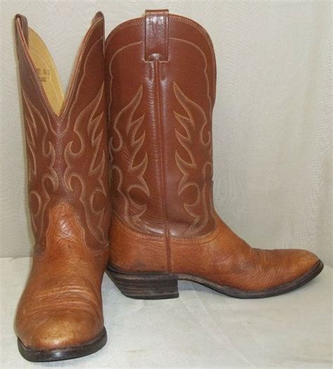 Vintage Mens Nocona Leather Cowboy Western 8 12d Tan Brown Etsy