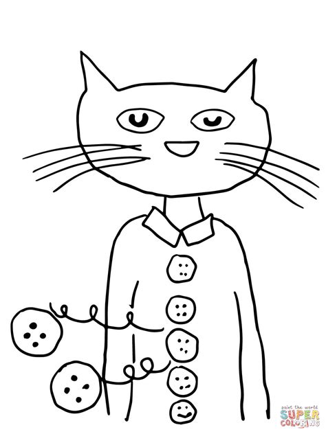 Pete The Cat Groovy Buttons Coloring Page Free Printable Coloring Pages