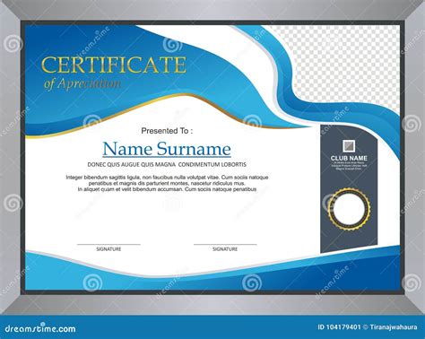 Certificado Azul Diseño De La Plantilla Del Diploma Ilustración Del