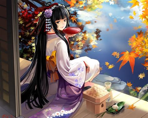 Download Wallpaper 1280x1024 Anime Girl Geisha Kimono Standard 54