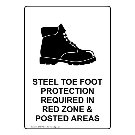 Portrait Steel Toe Foot Protection Sign With Symbol Nhep 35973