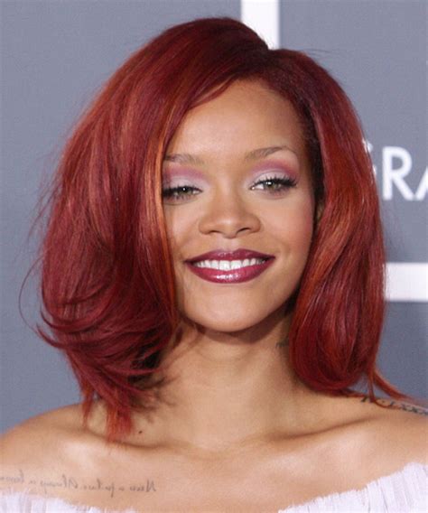 Rihanna Medium Bold Red Hairstyle