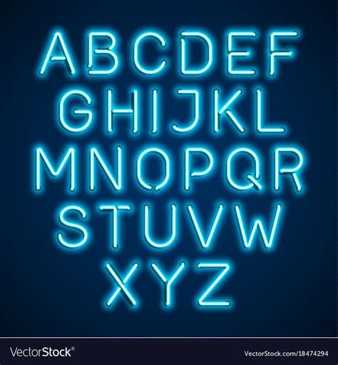 Neon Light Glowing Alphabet Royalty Free Vector Image