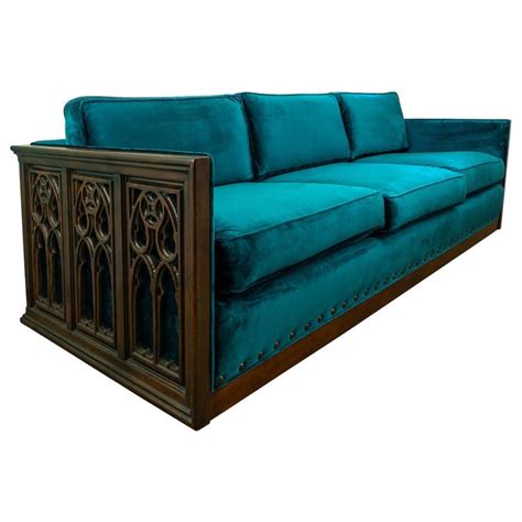 Knottingley manor medieval dining chair. Midcentury Carved Wood Frame Gothic Style Three-Seat Sofa ...