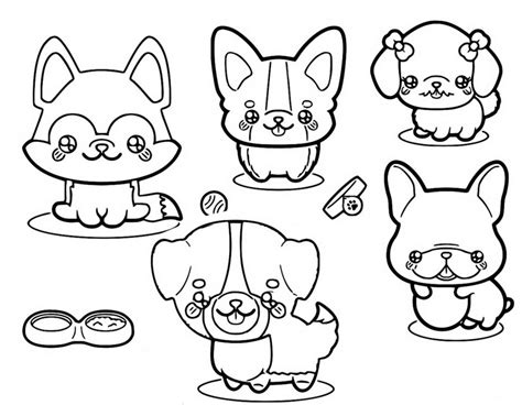 Coloriage Kawaii Chiens 11