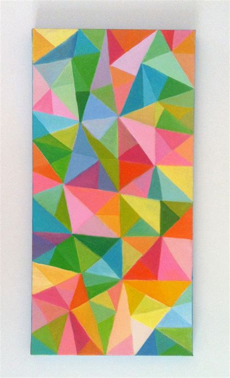Peinture Abstraite Triangles De Couleur Acrylique Peinture Etsy