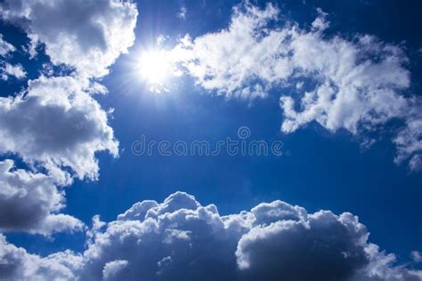 Bright Clear Blue Summers Sky With Sun Stock Photo Image Of Contrast