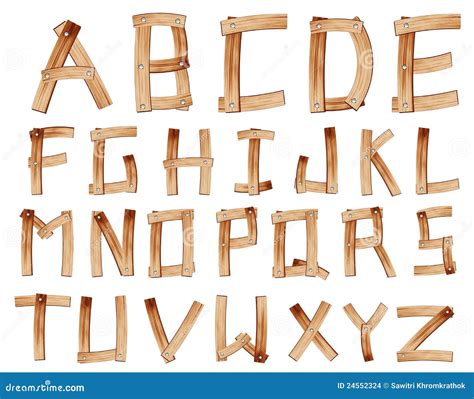 Wooden Alphabet Cartoon Vector 24330531