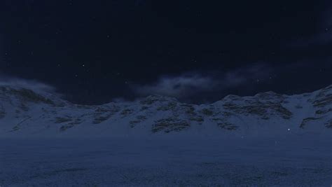 Snowy Mountains At Night Time Lapse Clouds Stock Footage Video 3687149