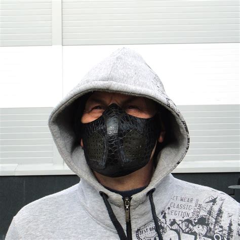 Mouth Mask Black Leather Mask With Filter Pocket Half Face Etsy