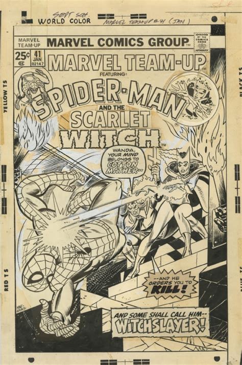 Marvel Team Up 41 Cover 1976 Gil Kane Spider Man And Scarlet Witch