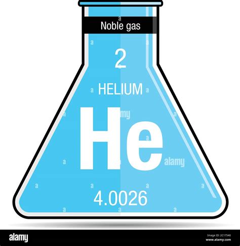 Símbolo De Helio En Matraz Químico Elemento Número 2 De La Tabla