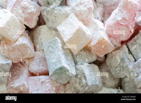 Turkish Delight Colorful Pieces In Powdered Sugar Rahat Lokum
