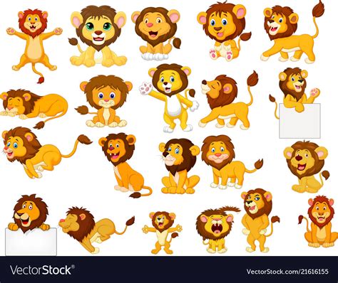 Cartoon Lions Collection Set Royalty Free Vector Image
