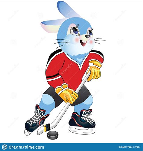 Rabbit Plays Hockey Stock Vector Illustration Of Symbol 262377574