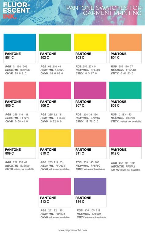 Fluorescent Pantone Swatches Neon Colour Palette Brand Color Palette