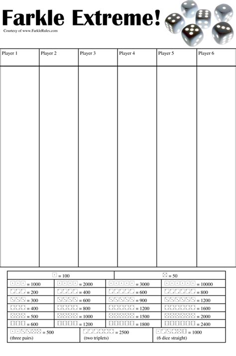 Printable Farkle Score Sheets Download Free In Pdf