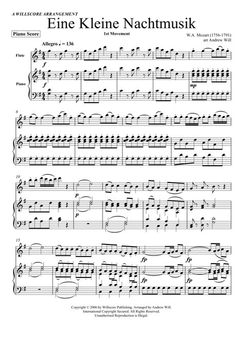 Eine Kleine Nachtmusik Flute Sheet Music Wolfgang Amadeus Mozart