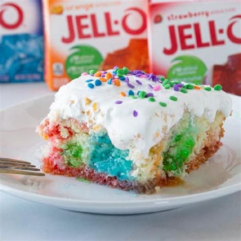 Rainbow Jello Poke Cake Recipe Bake Me Some Sugar