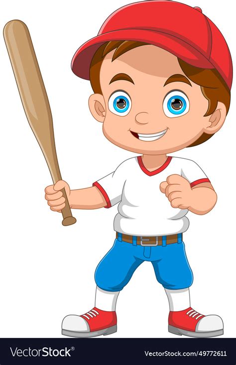 Cartoon Little Boy Playing Baseball Royalty Free Vector