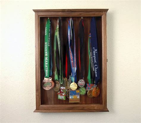 Walnut Sports Marathon Medal Display Case Cabinet Large Etsy Medal