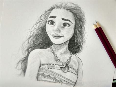 I'm using black paper with white.05 #gelpen. Moana Pencil Drawing by LocketDesign on Etsy | Pencil ...