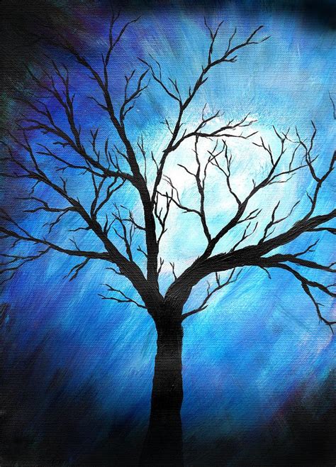 Abstract Tree On Blue Painting By Sabrina Zbasnik