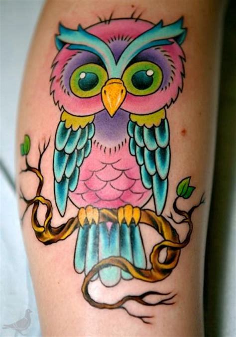 Cute Owl Tattoos 20 Stunning Designs Cute Owl Tattoo Colorful Owl